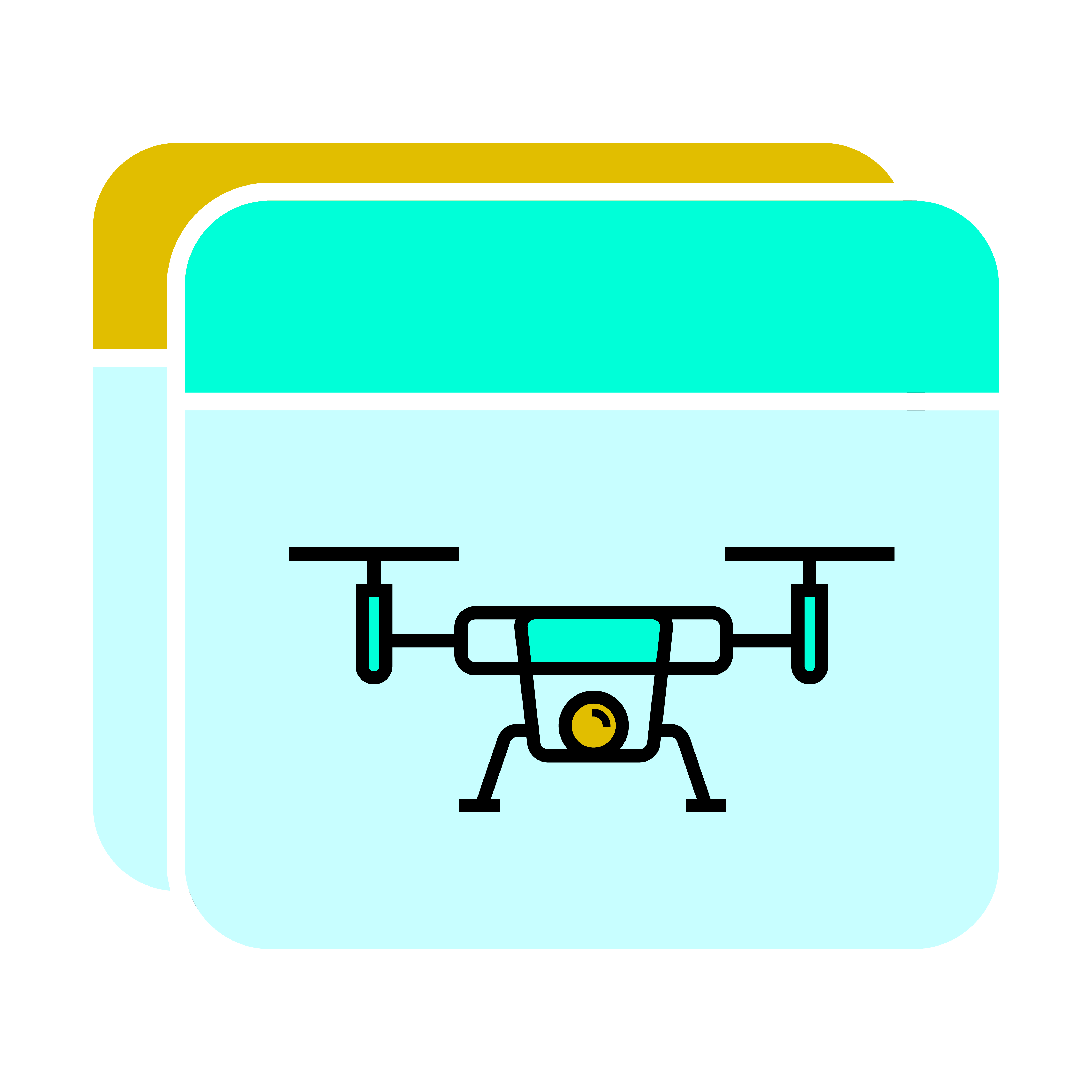 Surveillance drone flying over a corporate complex for security monitoring.